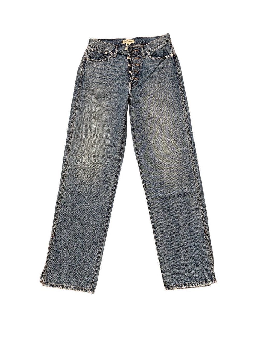 Madewell Vintage Blue Straight-Leg Button-Fly Jeans with Slit at Ankle
